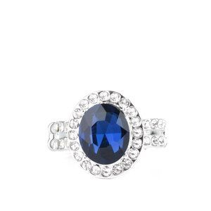 blue and rhinestone ring